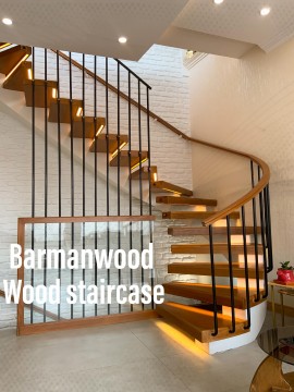 پله پیچ تک محور کناری با نرده سیم بکسل